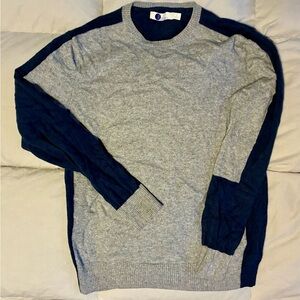 Boden 100% Cashmere Color Block Crewneck Sweater, Grey Navy - Size L